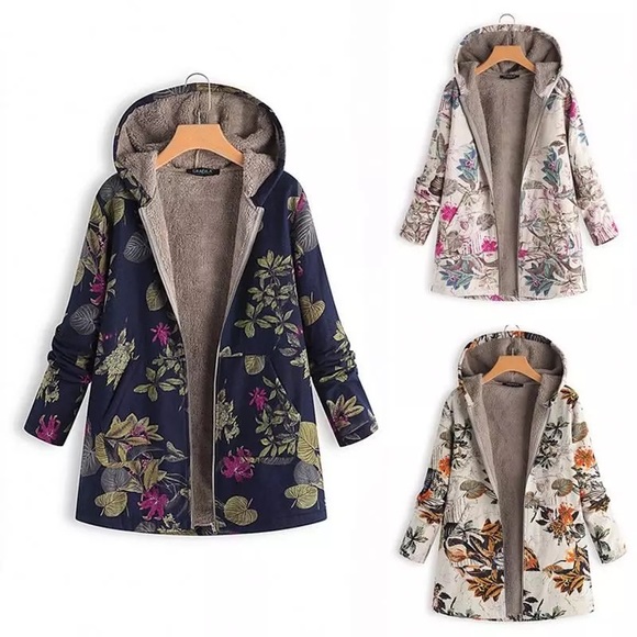 LAST 1! XXXL Orange and cream floral light hoodie - Picture 2 of 8